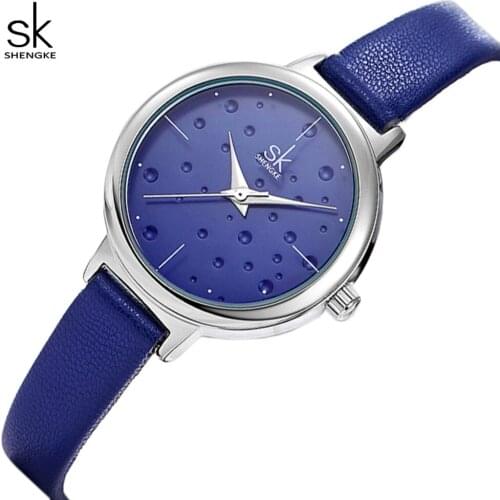 Shengke Fashion Simple Leather Women Watch Ultra Thin Ladies Dress Quartz Pink Gift Waterproof Wristwatch Montre Femme K8024