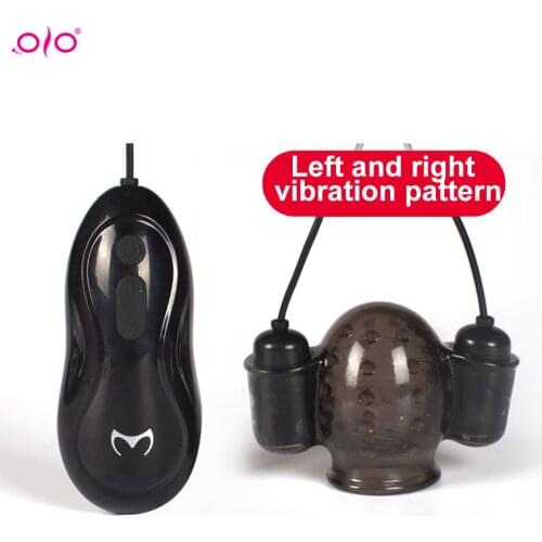 OLO Adult Sex Toy For Men Penis Massager With 2 Caps Male Masturbator Delay Lasting Trainer Sex Products Glans Vibrator For Male