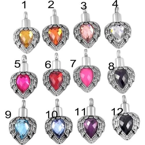 Heart Urn Necklace for Ashes Holder Cremation Jewelry Stainless Steel Birthstone Ashes Memorial Jewelry for Loved One