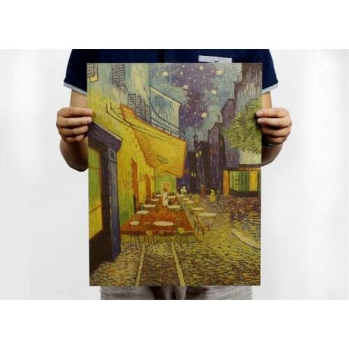 Van gogh Masterpiece Art Painting Posters Kraft Wall Stickers Home Cafe Decor Plane Wall Sticker 35x47CM