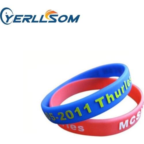 YERLLSOM 300PCS/lot High quatlity customized personalized rubber silicone bracelets with printed writing for gifts SE050701