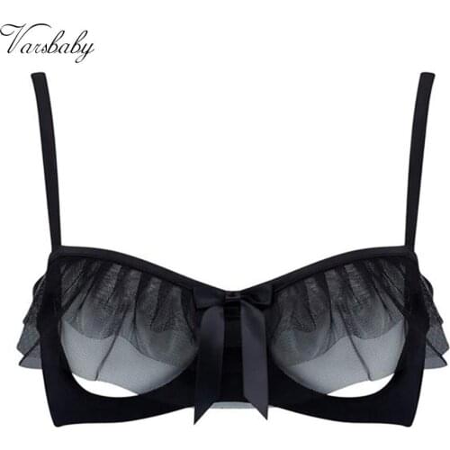 Varsbaby Ladies Sexy Yarn Transparent Underwear Ruffles Bra