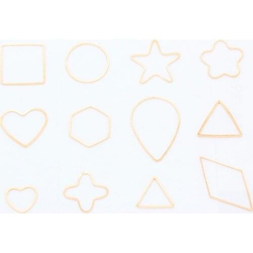 20p Multi-styles Gold silver plated Copper simple earrings jewelry making findings Geometric charm Pendant connector Metal Beads