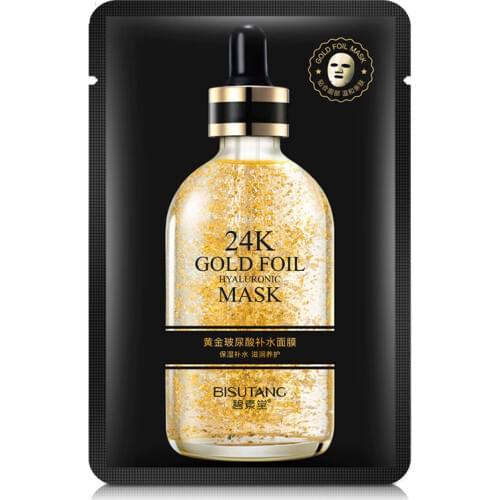 24k Gold Hyaluronic Acid Facial Mask Moisturizing Hydration Oil Control Shrink Pore Depth Replenishment Whitening Skin Care