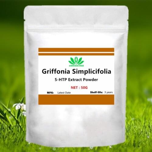 50-1000g Hole Sale 5-HTP Griffonia Simplicifolia Extract Powder,Ghana Extract,,Reduce Stress,Improve Sleep,Cancer prevention
