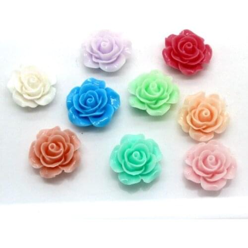 50Pcs Mixed Rose Flower Resin Decoration Crafts Beads Flatback Cabochon Scrapbook DIY Embellishments Accessories Buttons