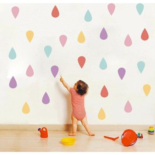 88 Pcs /set Colored Raindrop Stickers Ins Creative Wall Sticker for Bedroom PVC Graffiti Paste Childrens Room Home Decoration