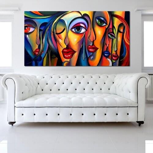 JQHYART Abstract Art Colorful Sexy Girl Canvas Paintings Wall Art Prints and Posters Modern Painting For Living Room No Frame