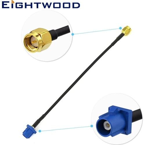 Eightwood Vehicle GPS Antenna Adapter Cable Fakra C Blue (Short version) to SMA Crimp RG174 15cm for Benz Ford Car DVD Player