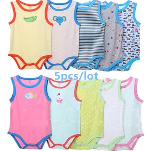 New BABY BODYSUIT 5PCs 100% Cotton Infant Body Vest Clothing Cart Jumpsuit Baby Boy Bodysuit Cartoon Summer roupas de bebe