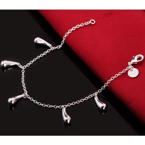 Popular brands 925 sterling silver fine water drop chain Bracelets for woman Luxury jewelry Wedding party beautiful gifts