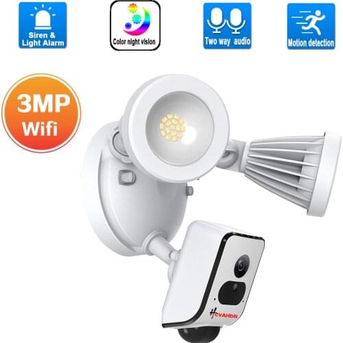 CCTV Floodlight Security Camera Wifi Outdoor 3MP Color Night Vision Wireless IP Surveillance Camera Smart Sound Alarm System 2MP