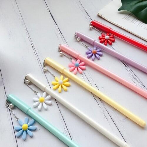 Ellen Brook 1 Pcs Cute Little Daisies Flower Pendant Gel Pen School Office Supply Student Stationery Black Ink 0.5mm