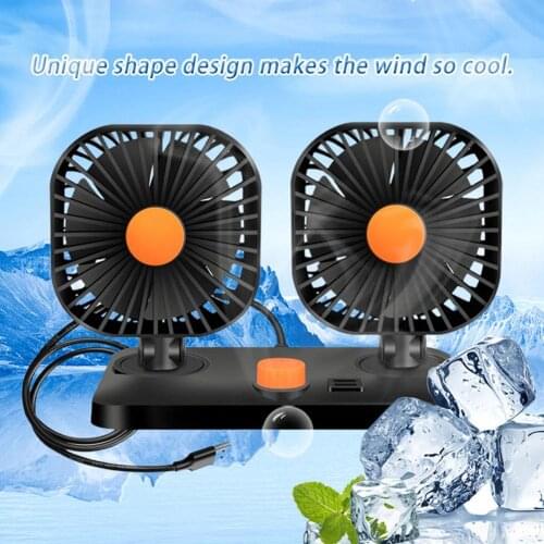 HOT SALE Mini Car Fan Adjustable Car Dashboard Cooling Air USB Fans USB Car Fan 360 Degrees Rotatable Dual Head Fan For Truck RV