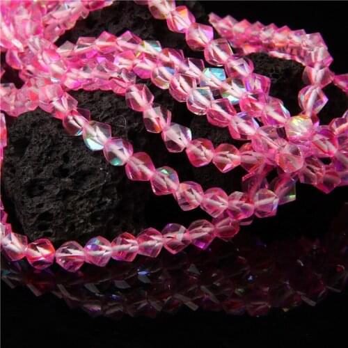 Faceted Glass Loose Beads for Jewelry Making Needlework Irregular Shape 6/8/10mm Rose Austrian Crystal Beads Beadwork DIY 15"