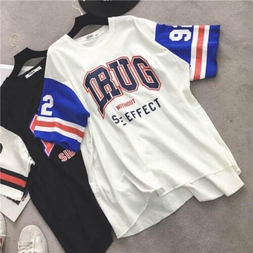 Harajuku Summer T-Shirts Long T-Shirt Loose Letter Printed Women Tshirt Loose Female Tee Tops Large Size