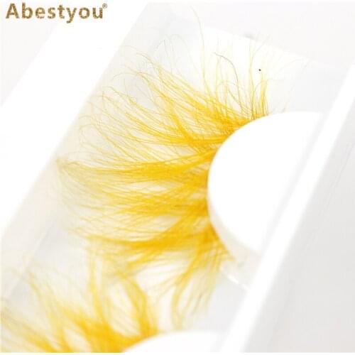 Abestyou 25mm Length Individual Luxury Mink Colored Eyelash Yellow Color Wholesale Makeup Thick Fluffy Fake Soft Lash Extension