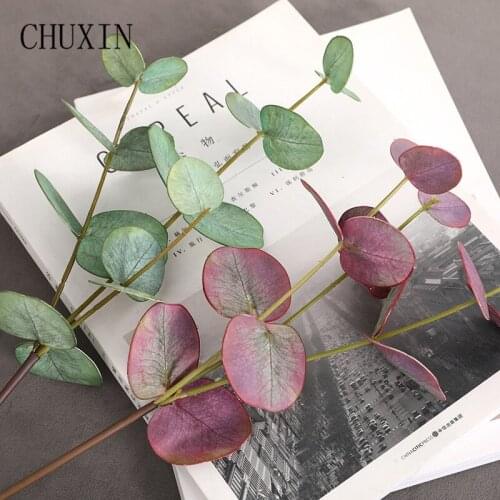 Real Touch Eucalyptus Leaves Wedding Garden Decoration Material Artificial Money Leaf Home Desktop Arrangement Fake Plants Decor