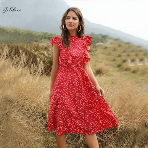 JALIFUNI Summer Polka Dot Dresses