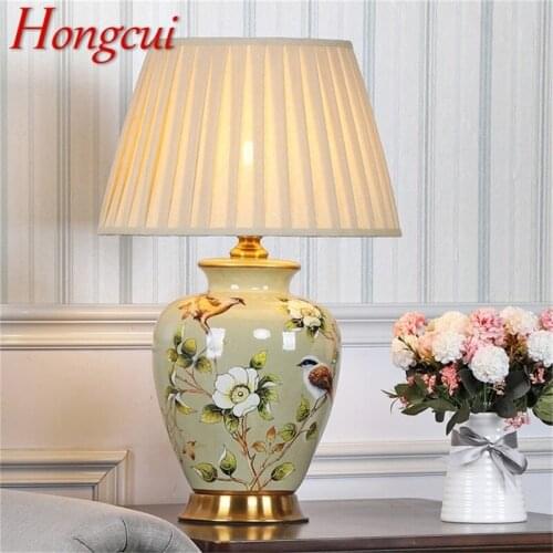 Hongcui Ceramic Table Lamp Desk Light Luxury Modern LED Pattern Design For Home Bedroom Living Room