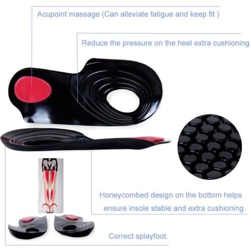 Adhesive Gel Massage Insoles Weight Loss Shoe Pads + Flat Foot Arch Supports