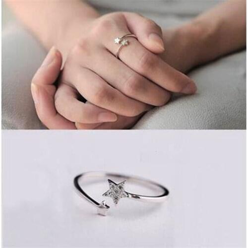 Creative Style Boho Crystal Star Rings For Women Men Adjustable Ring Fashion Charm Jewelry Wholesale 2021