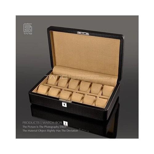 Fashion black 12 pillow high quality real wood watch box watch storage box watch organizer jewelry storage boxes SBH016a