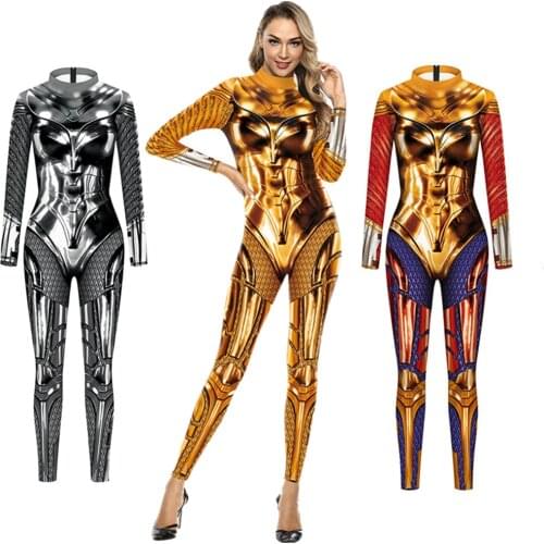WW84 Princess Diana of Themyscira 1984 Diana Prince Cosplay Costume Bodysuit Zentai Suit Jumpsuit Halloween