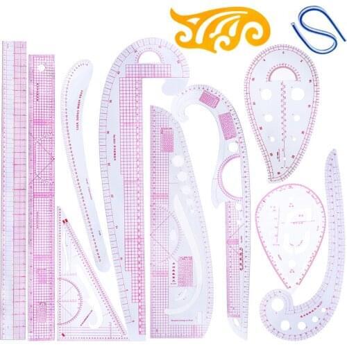 LMDZ 12pcs French Curve Sewing Set Sewing Ruler Multi-functional Sewing Tools Cutting Ruler Clothing Sample Metric Yardstick