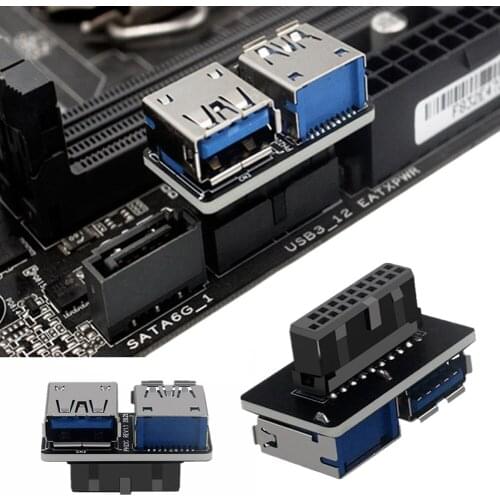 Computer Mainboard Panel Header USB 3.0 19 20 Pin Female to Dual USB 3.0 A Female Motherboard Adapter Converter