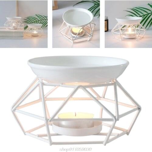 Metal Aromatic Oil Burner Geometric Ceramic Essential Oil Tealight Candle Holder Wax Melt Warmer Aroma Diffuser J18 21 Dropship