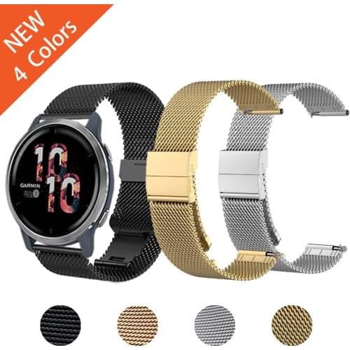 For Garmin Venu 2 Metal Stainless Steel Mesh Belt Watchband Strap Venu2 / Venu Sq / Vivoactive 3 / 4 45mm Watch Band Bracelet