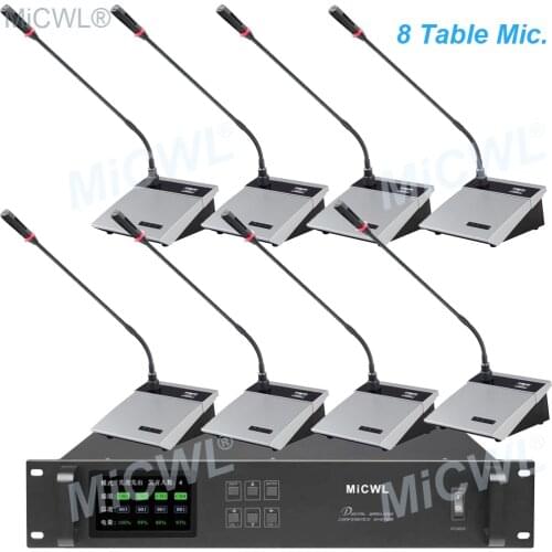 High-end Digital Wireless 8 Table Gooseneck Conference Microphone 8 Desktop Cardioid Mic speech System MiCWL A10M-A117-T8