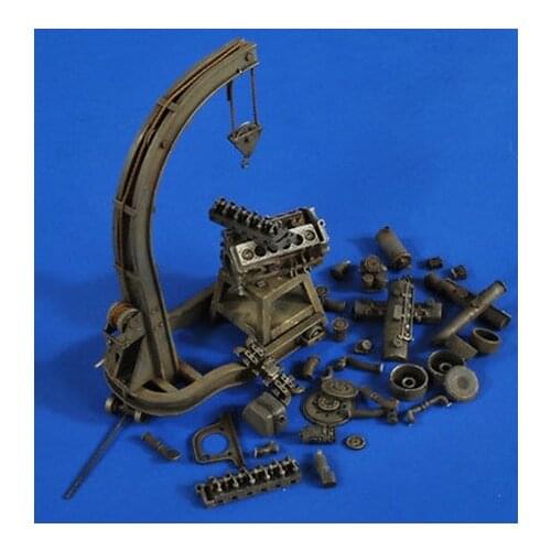 1:35 Scale Die-cast Resin War Scene Model Resin Engine Precision Decomposition And Crane Model 35153