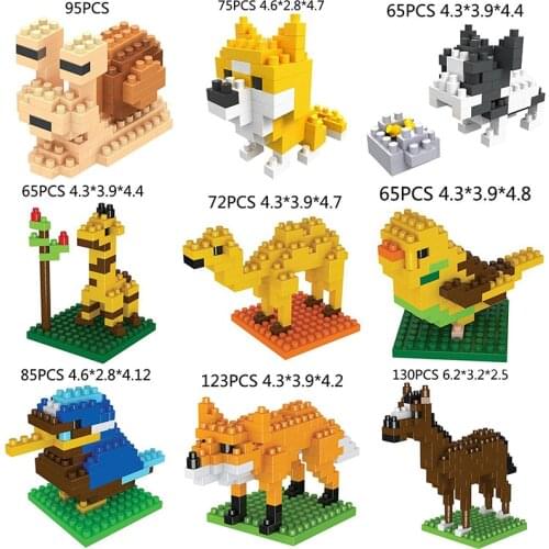 3D DIY Diamond Blocks famous Cartoon pocket animal Fox bat dog fish bird bee Giraffe horse child Toy Bouwstenen Speelgoed no box