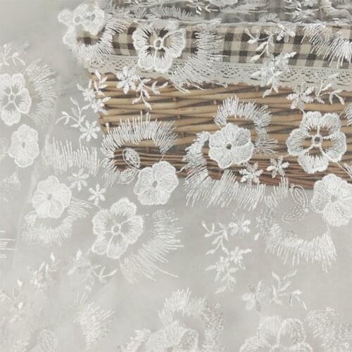 New White flower sequin beautifully designed home dress lace embroidery fabric free shipping nigerian lace fabrics MF34