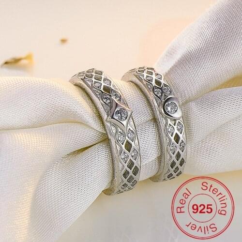 Custom Western Sterling Silver His and Her Heart Wedding Band Engagement Couple Promise Ring Set For Men & Women Anillos De Boda