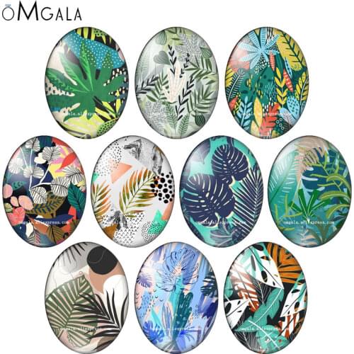 Colorful Forest Leaves Art Paintings13x18mm/18x25mm/30x40mm Oval photo glass cabochon flat back Making findings