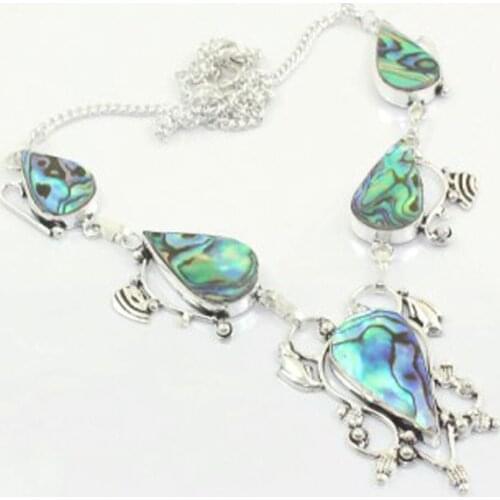 Abalone Shell Necklace Silver Overlay over Copper, 51.5 cm, N3883