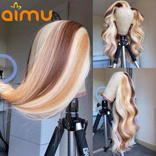 613 Blonde Highlight HD Transparent 13x4 Lace Frontal Wigs Glueless Full Pre Plucked Human Hair Wigs For Black Women 250 Density