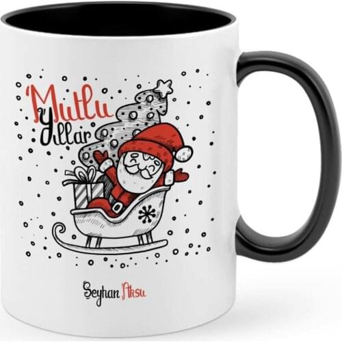Personalized Santa Claus Happy birthday Black Mug Cup-6