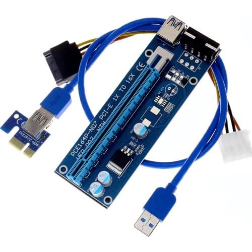 USB 3.0 PCI-E Riser Express 1X 4x 8x 16x Extender Riser Adapter Card 4 Pin Power Cord Cable