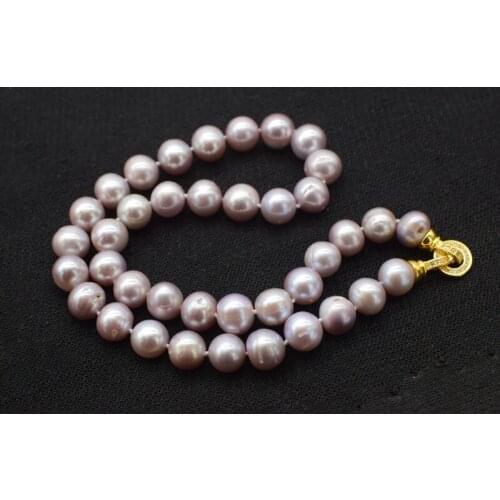 Freshwater pearl near round purple 11-12mm A necklace 18inch FPPJ wholesale beads nature