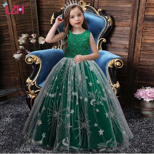 LZH Baby Girls Christmas Clothes Princess Dress For Childrens Perform Costume 5-14 Years Kids Party Dresses For Girls Dresses