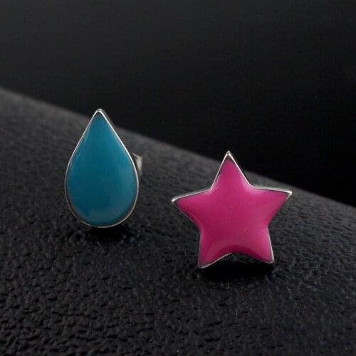 Anime HUNTER x HUNTER Hisoka Cosplay Earrings Stars Teardrop Earring Stud for Women Men Ear clip stainless steel Accessories