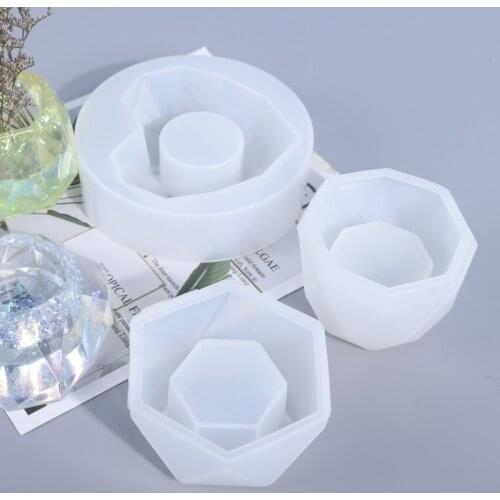 DIY aromatherapy plaster mold candle handmade soap glue mold diamond hexagonal fleshy flowerpot silicone mold Resin mold