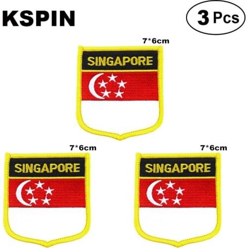 Singapore Shiled Shape flag patches national flag patches for Cothing DIY Decoration