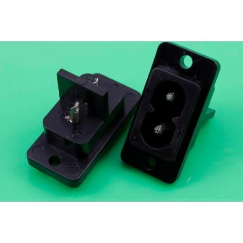 YuXi 1 Pcs Black 2 Pins IEC320 C8 AC Power Socket Connector AC 250V 6A