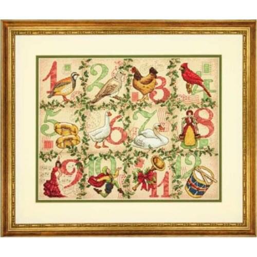 Yellow fabric popular Top Quality counted cross stitch kit The Twelve Days of Christmas dim 70-08899