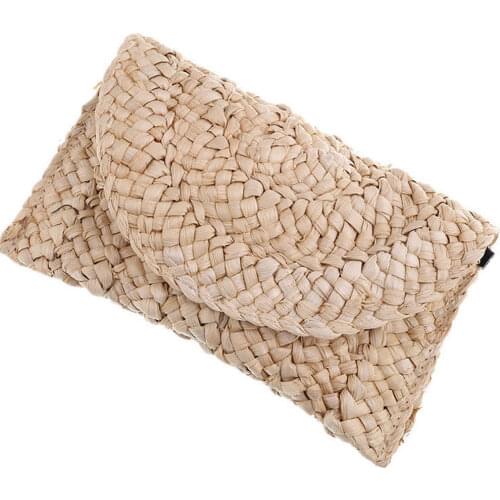 Bohemian Women Straw Bag New Fashion Clutch Bags Female Handbag Handmade Rattan Bag Corn Peels Woven Summer Casual Beach Pocket